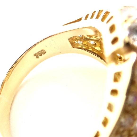 Rare! Authentic Piaget 18k Yellow Gold 3ct Diamond Cocktail Ring - Picture 7 of 9